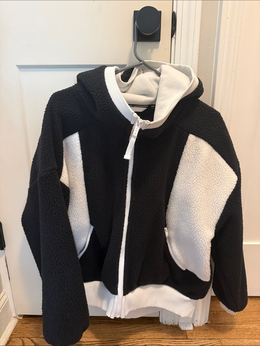 FP Movement by Free People Black and White Sherpa Zip Hoodie